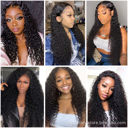 Wholesale perruque lace wigs virgin human hair,  lace front human hair virgin wigs, deep wave HD 13x6 lace front human hair wigs
